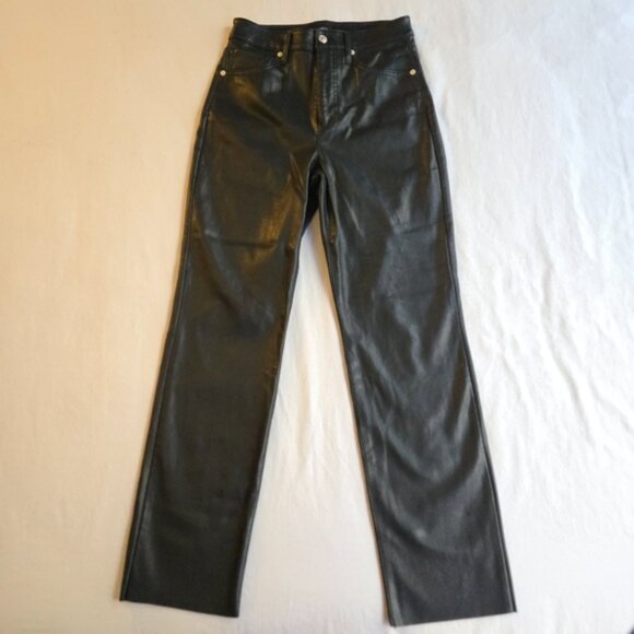 Express Super High Waisted Faux Leather Modern Straight Pant - Picture 13 of 14